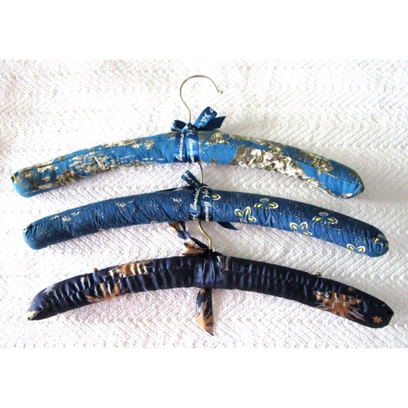 Fabric Padded Hangers Blue Colors Floral/Abstract/Night - Shabby Victorian Set 3 - Picture 5 of 10